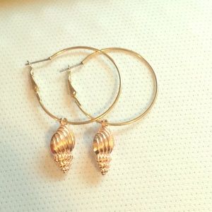 Betsey Johnson Shell Hoop Earrings